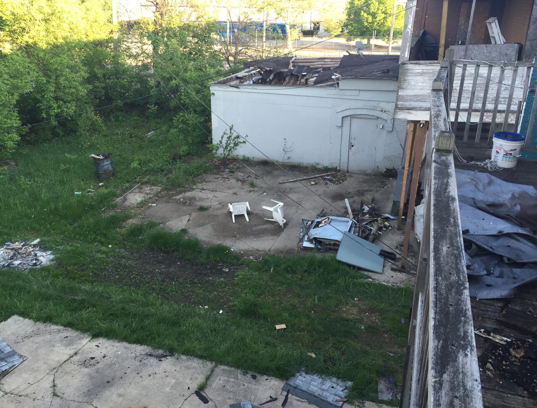 Backyard view from porch of 714